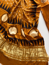 Yellow Ajrakh Handblock print 3 pc fabric Unstitched suit set