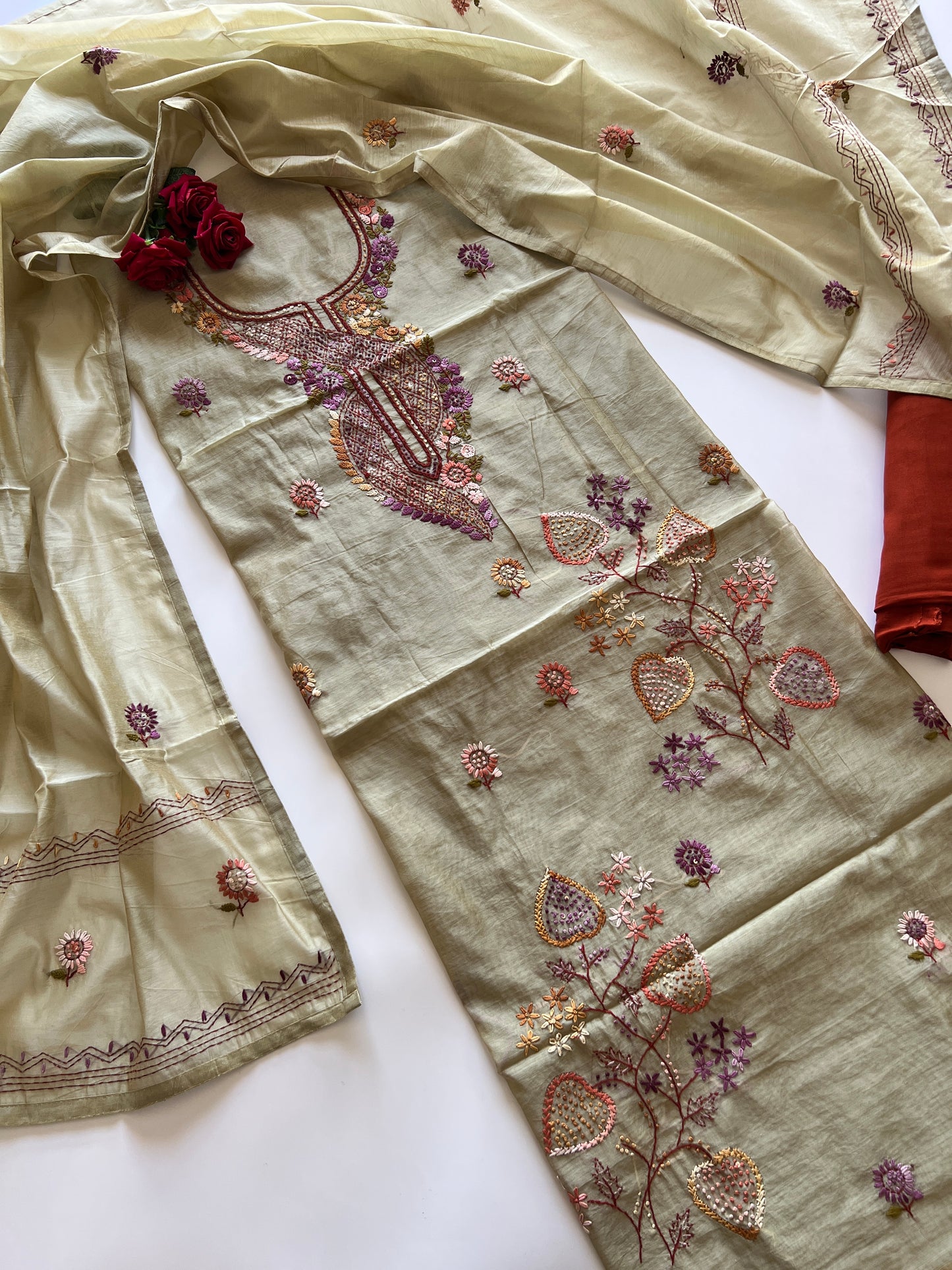 Knot embroidery Unstitched suit material