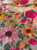 Sunflower Embroidery Crush tissue Silk Dress material