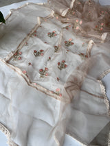 Organza Designer dupatta with floral embroidery