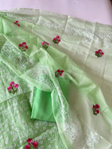 Green Kotta floral embroidered kurta dupatta set Unstitched
