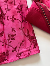 Pink Pure Chanderi Parsi Thread embroidered Unstitched Suit