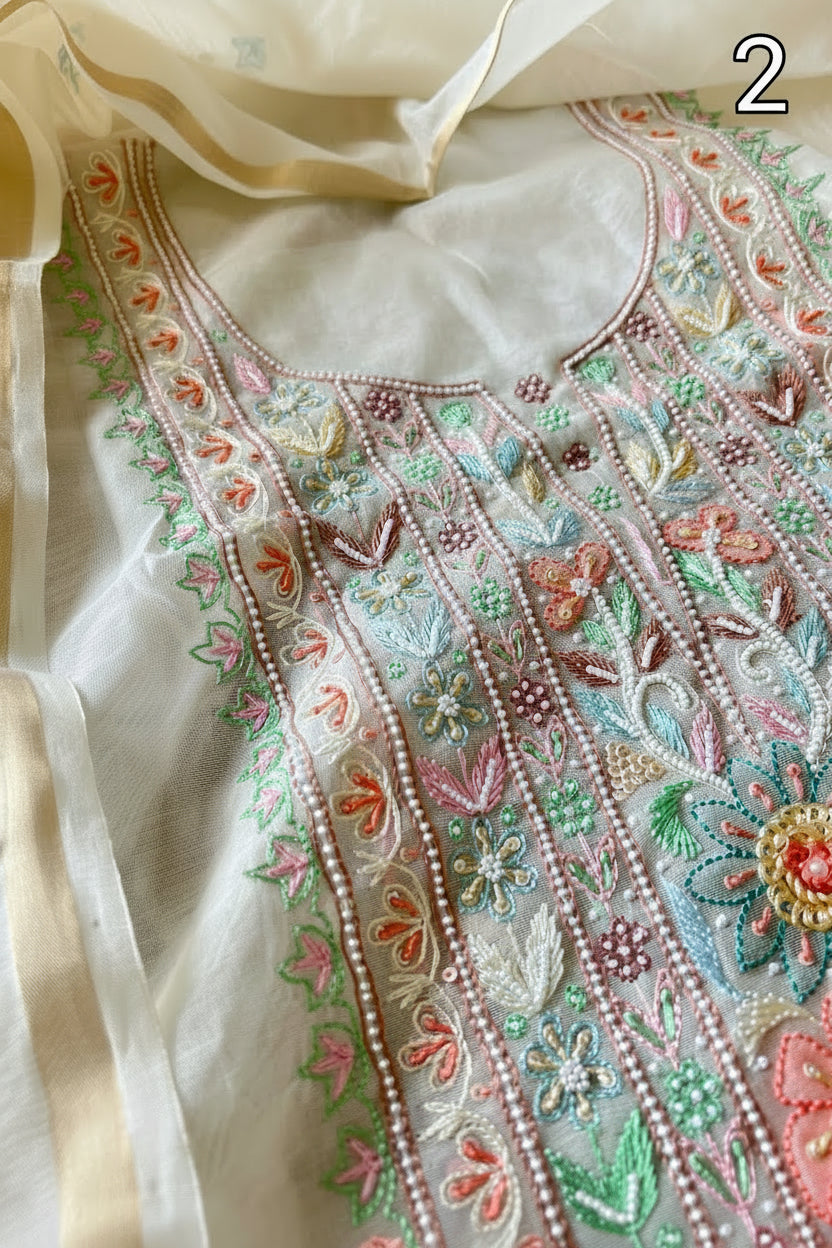 Mul handwork chikankari Kurta Dupatta set