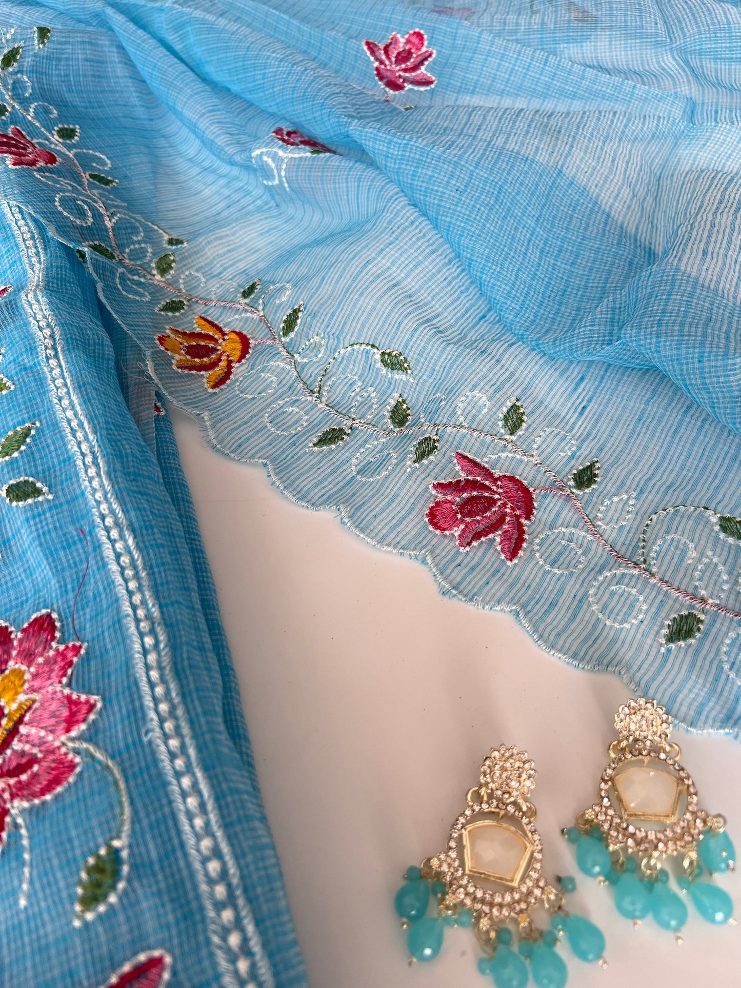 Blue Kotta embroidered kurta dupatta set Unstitched