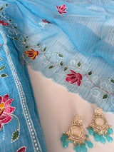 Blue Kotta embroidered kurta dupatta set Unstitched