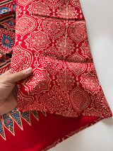 Ajrakh Handblock print 3 pc fabric Unstitched suit set
