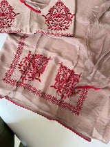 Laal Dhaga Unstitched suit on Mouse color with Salwar embroidery