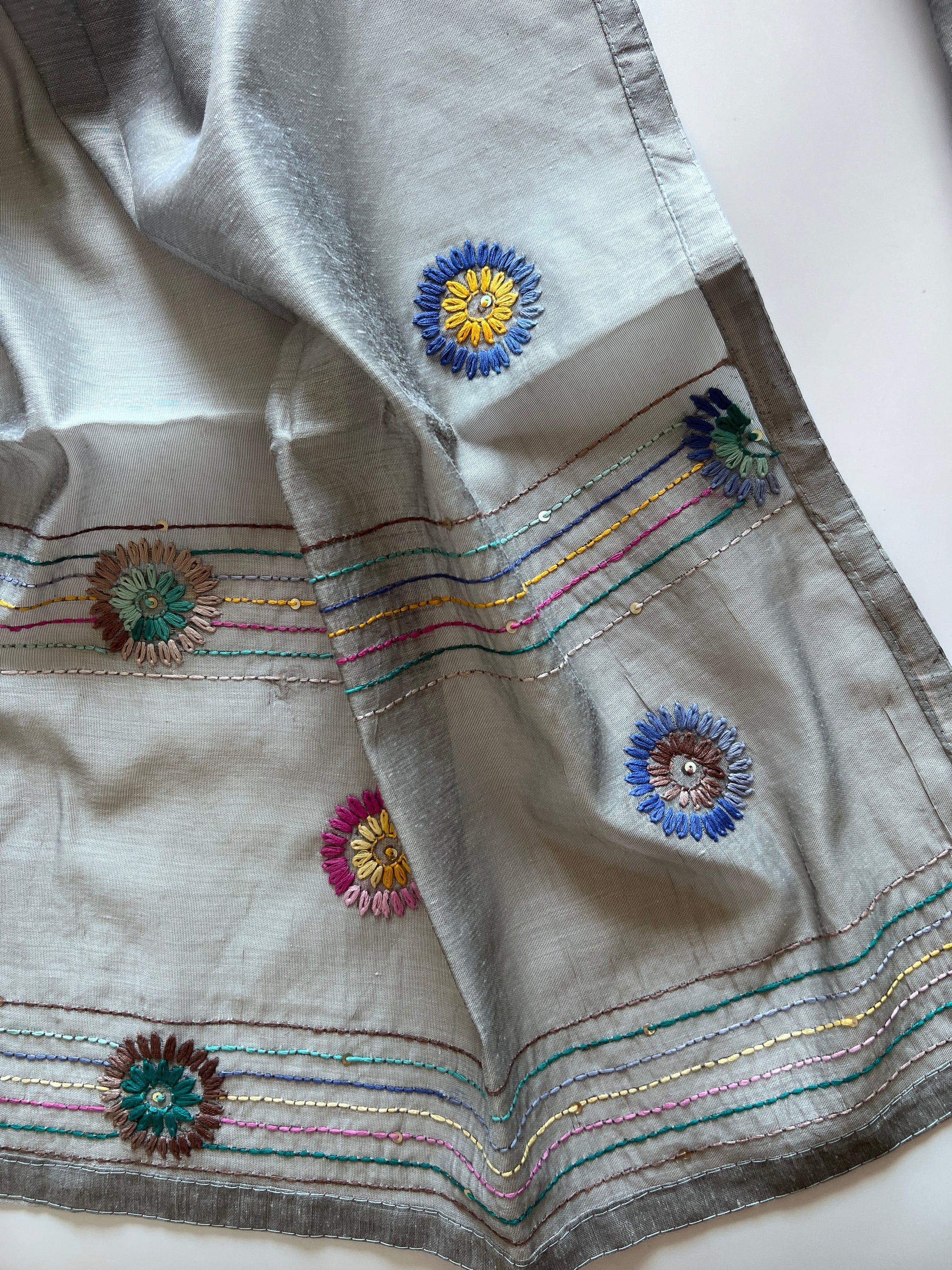 Grey Knot embroidery Unstitched suit material 2 pc