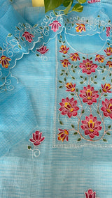 Blue Kotta embroidered kurta dupatta set Unstitched