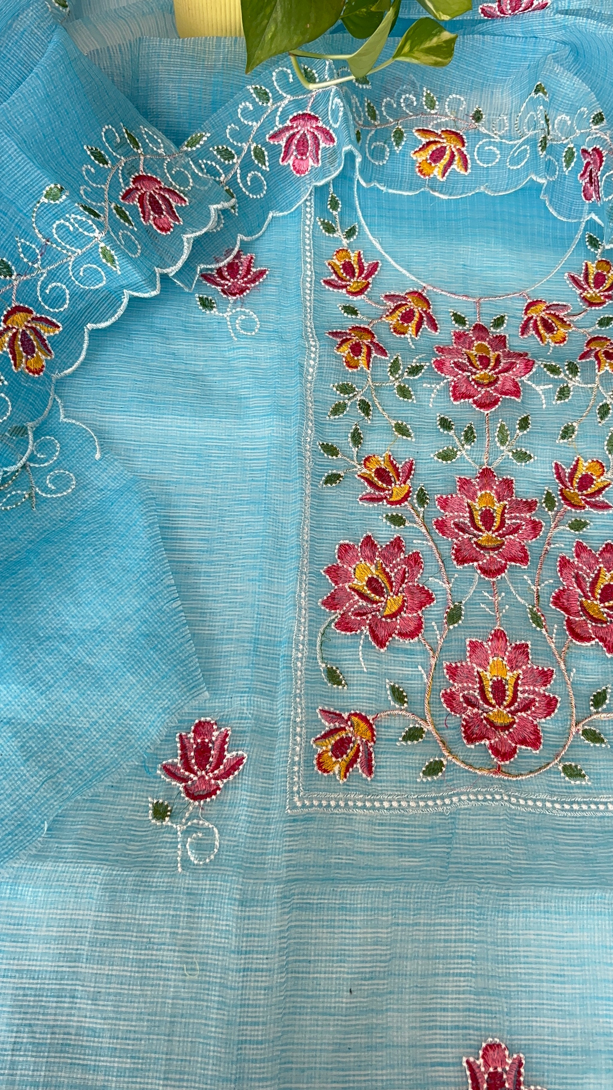 Blue Kotta embroidered kurta dupatta set Unstitched