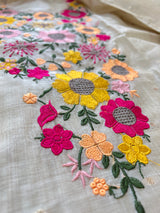 Sunflower Embroidery tissue Jamdani Dress material