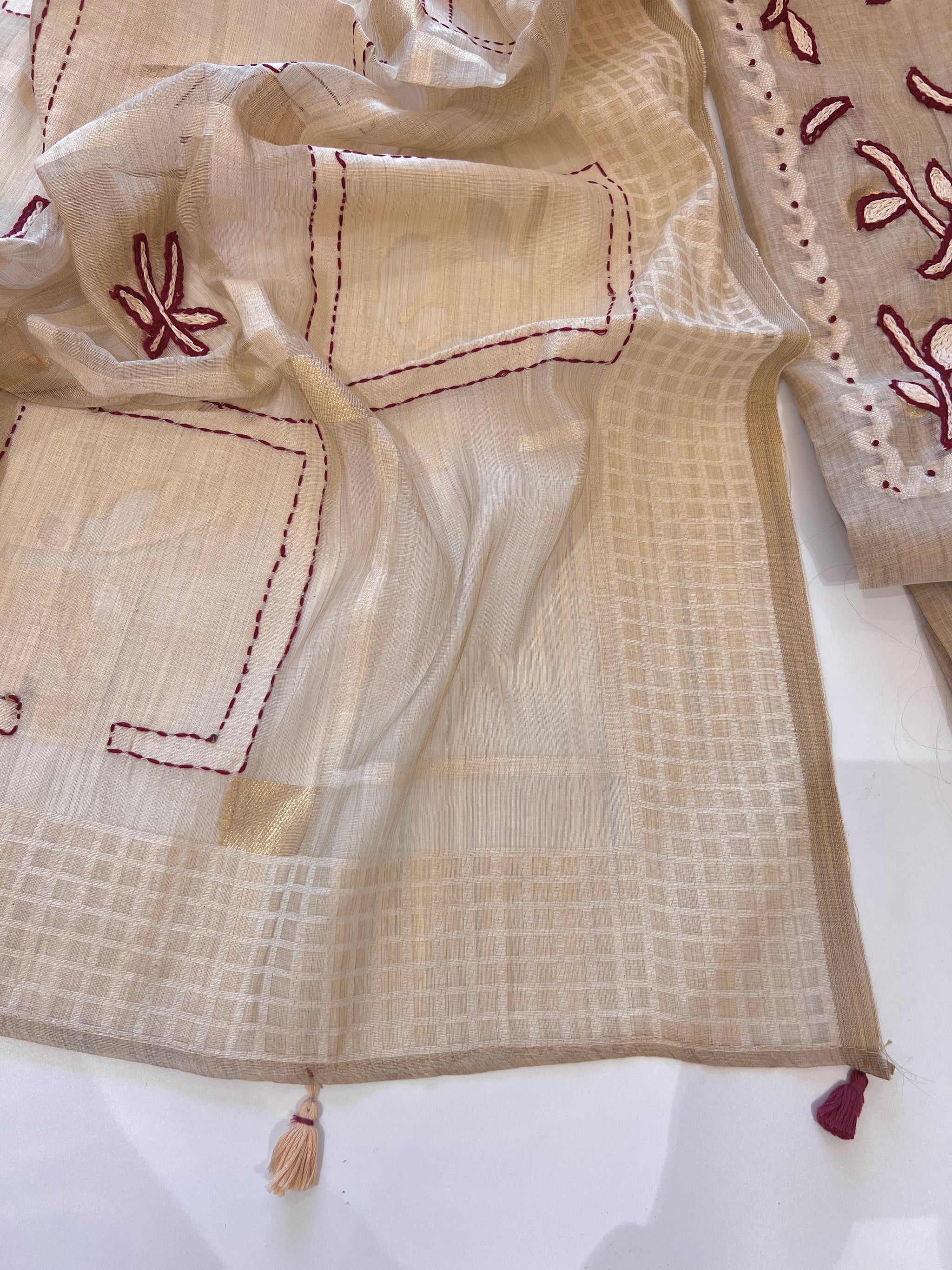 Khadi cotton embroidery Designer Unstitched suit