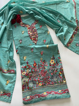 Knot embroidery Unstitched suit material 2 pc