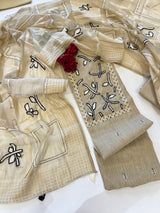 Khadi cotton embroidery Designer Unstitched suit
