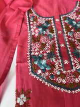 Chanderi knot embroidery Unstitched suit material