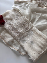 Pure lucknowi Mul handwork chikankari Kurta Dupatta set