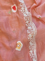 Pink Mul Chanderi Thread embroidered Unstitched Suit