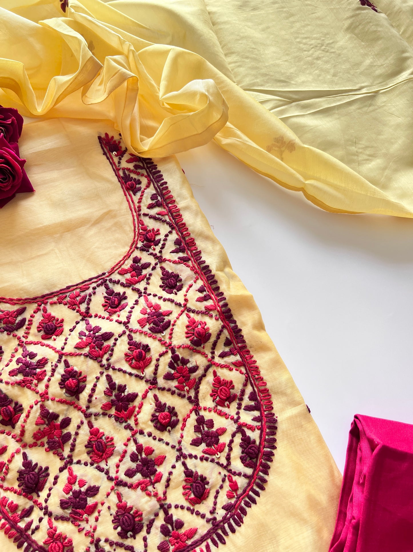 Knot embroidery Unstitched suit material