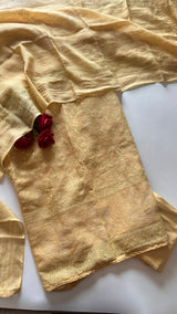 Yellow Pure Linen embroidered premium unstitched dress material