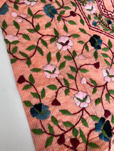 Peach Chanderi knot embroidery Unstitched suit material