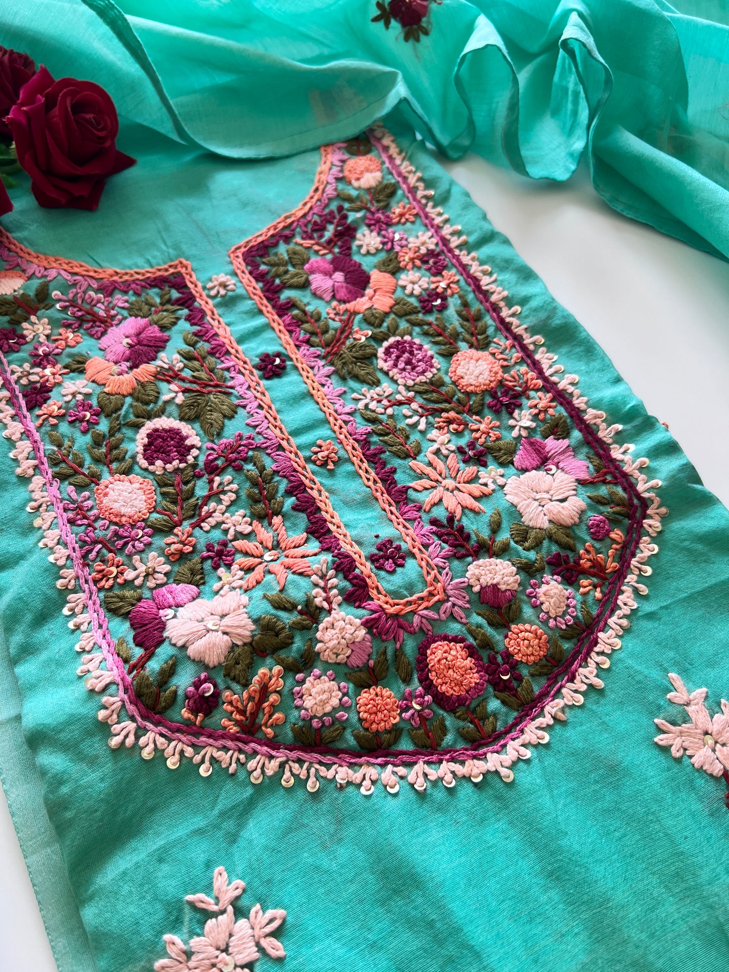 Knot embroidery Unstitched suit material