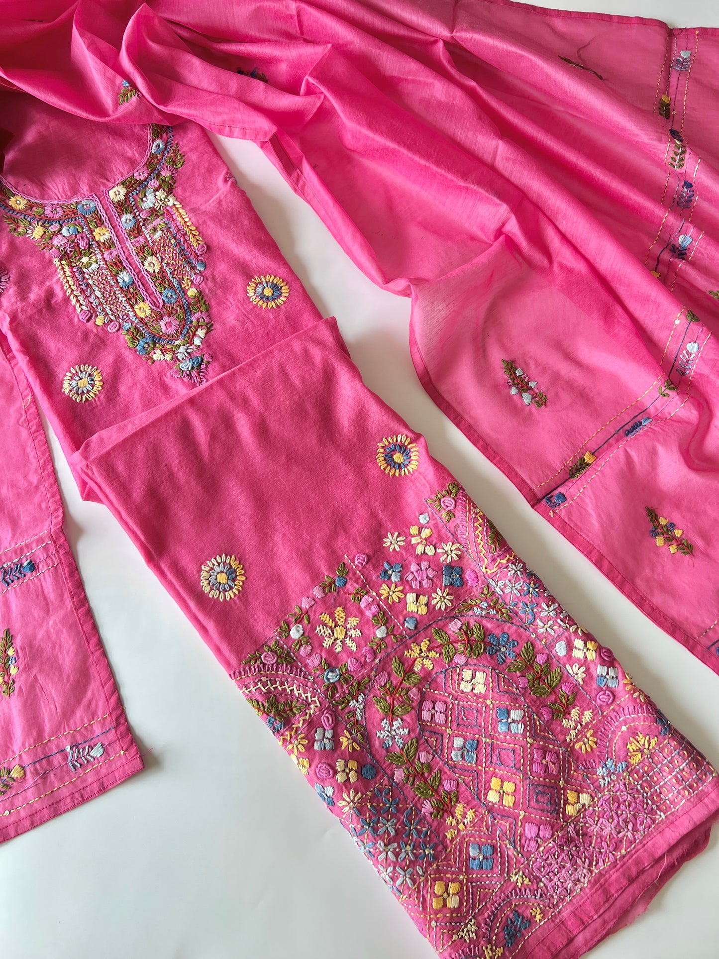 Knot embroidery Unstitched suit material 2 pc