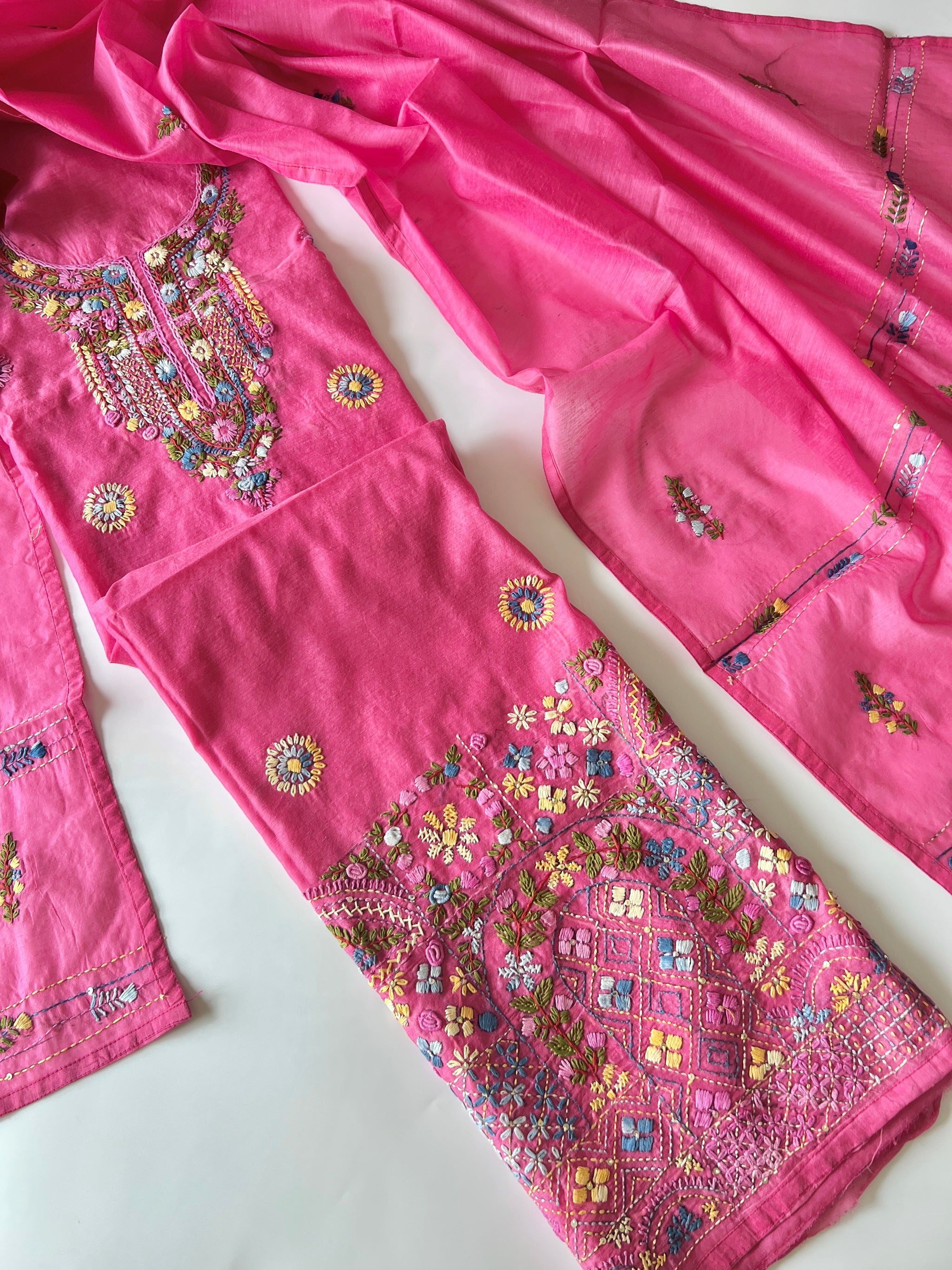 Knot embroidery Unstitched suit material 2 pc