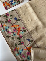 Bird embroidery tissue silk Unstitched suit