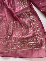 Maroon Mul Chanderi dress material with mukaish