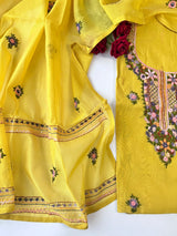 Chanderi knot embroidery Unstitched suit material