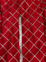 Red velvet sequin embroidered fabric