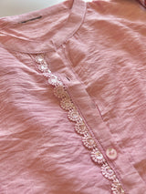 Pink Crush Fabric Kurta with embroidery