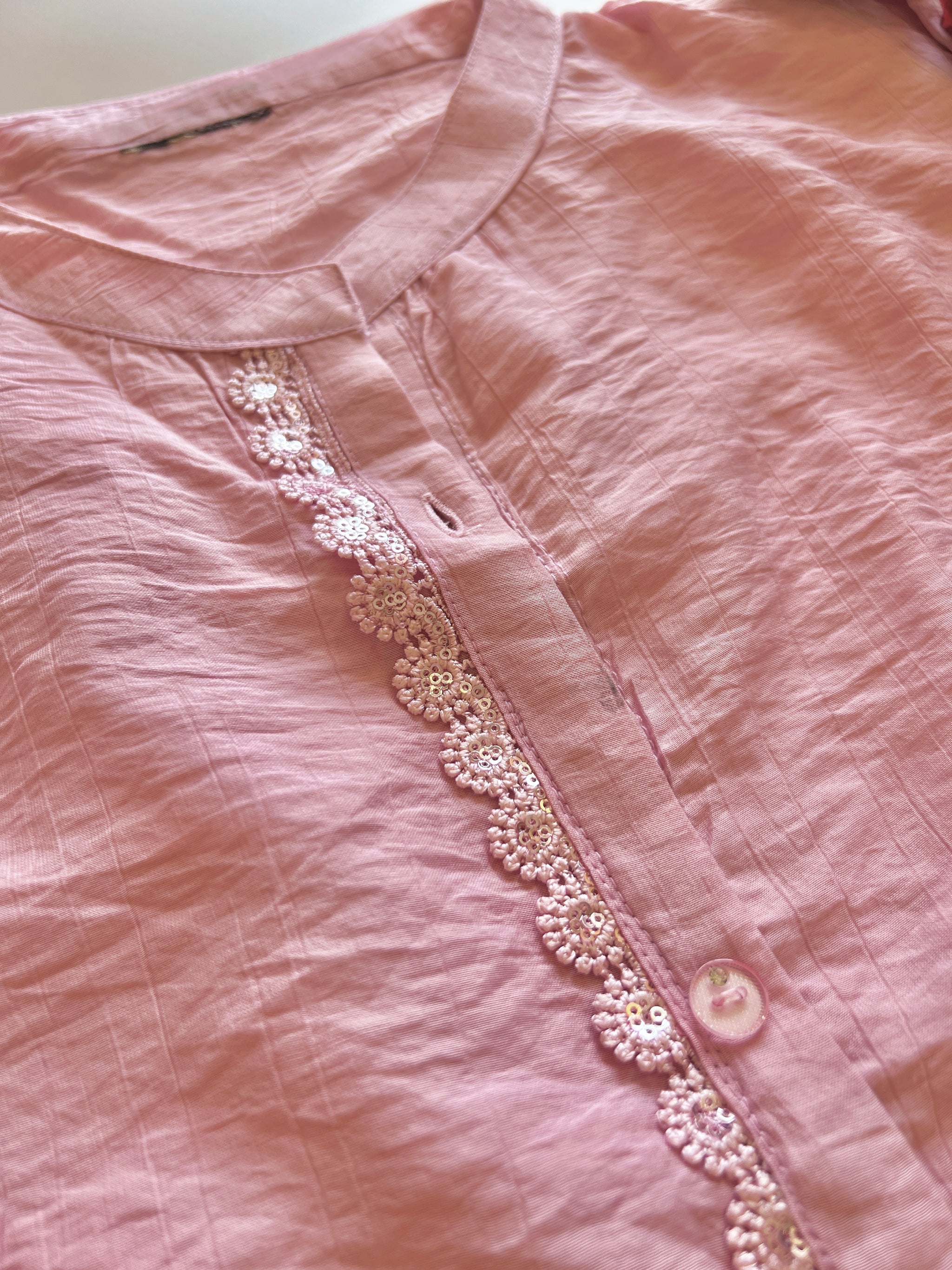 Pink Crush Fabric Kurta with embroidery
