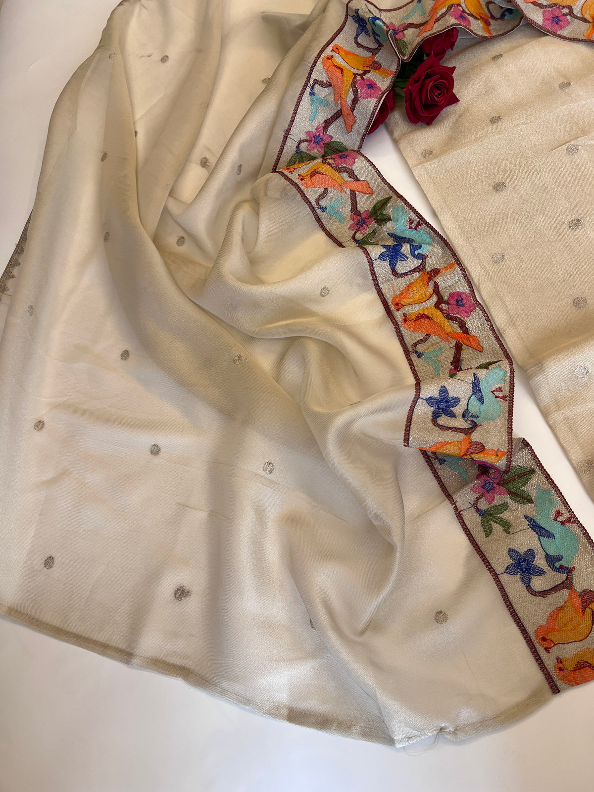 Bird embroidery tissue silk Unstitched suit