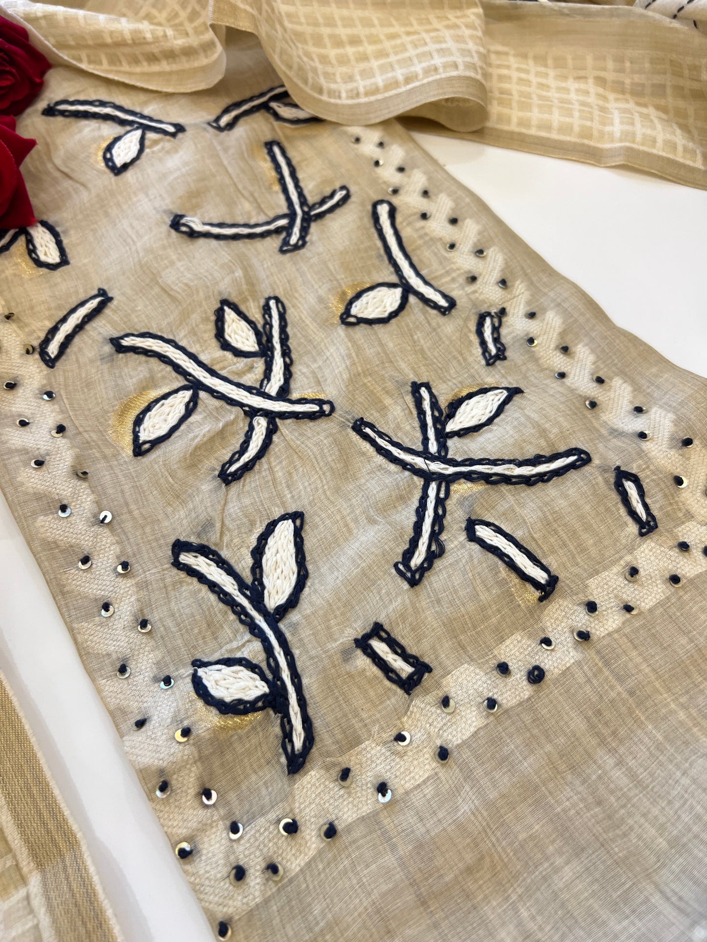 Khadi cotton embroidery Designer Unstitched suit