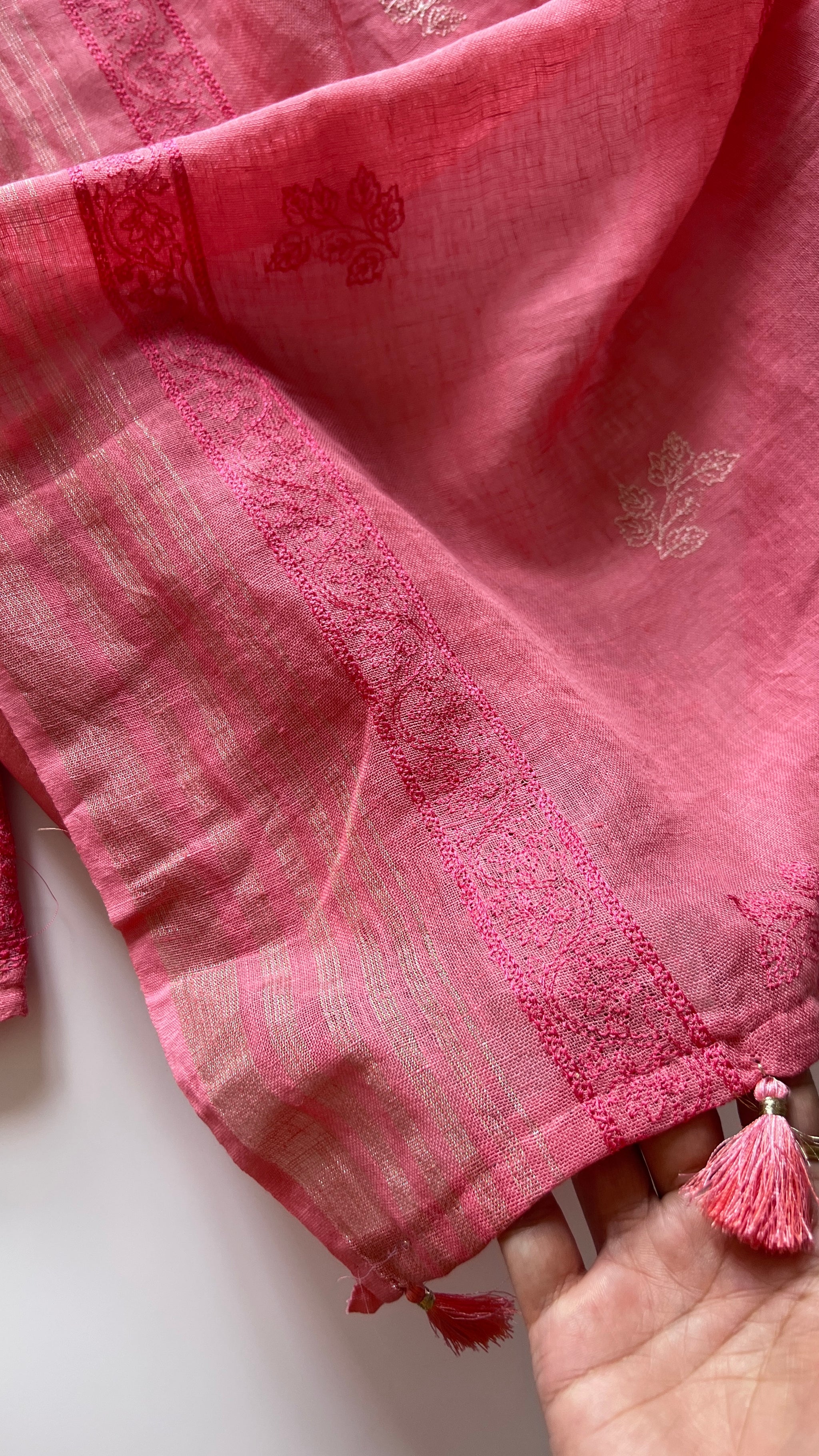Pure Linen embroidered premium unstitched dress material