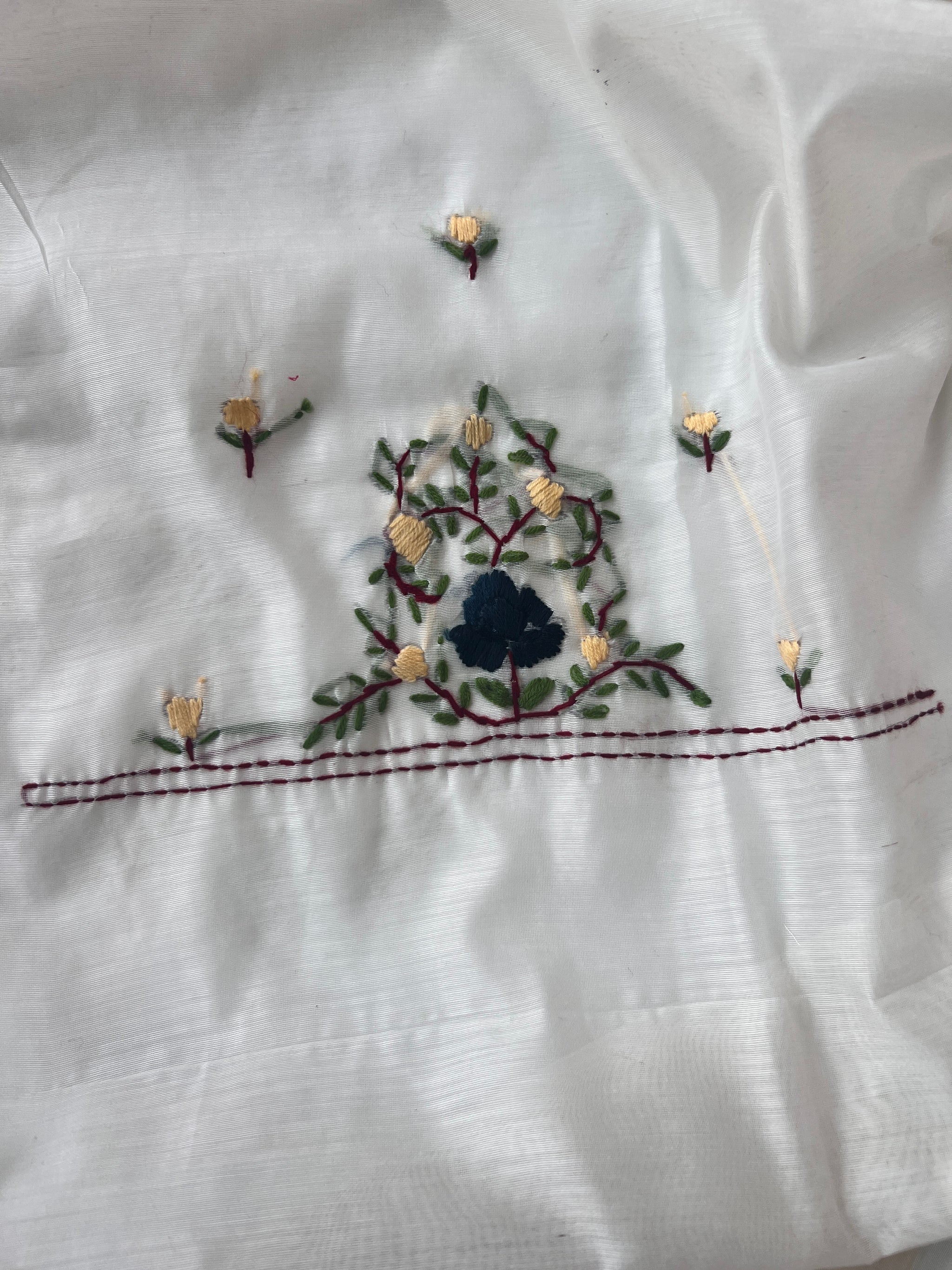 Chanderi Phulkari embroidery Unstitched suit material