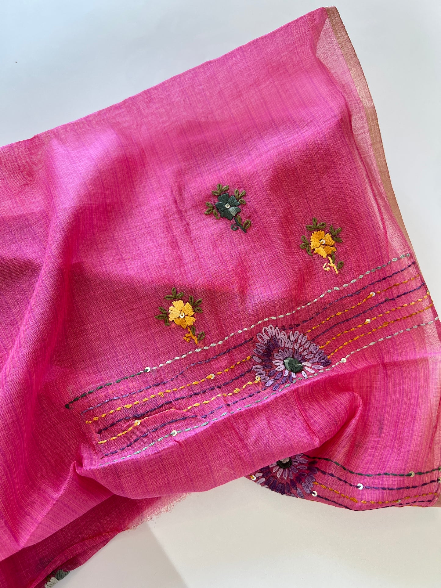 Pink Knot embroidery Unstitched suit material 2 pc