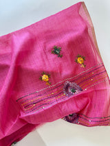 Pink Knot embroidery Unstitched suit material 2 pc
