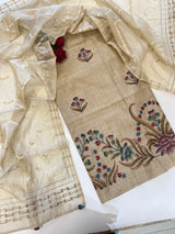 Khadi cotton embroidery Designer Unstitched suit
