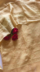 Yellow Pure Linen embroidered premium unstitched dress material