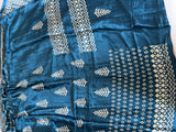 Blue Gajji Silk With gotta work neck Unstitched suit