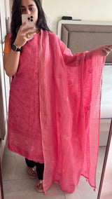 Pure Linen embroidered premium unstitched dress material