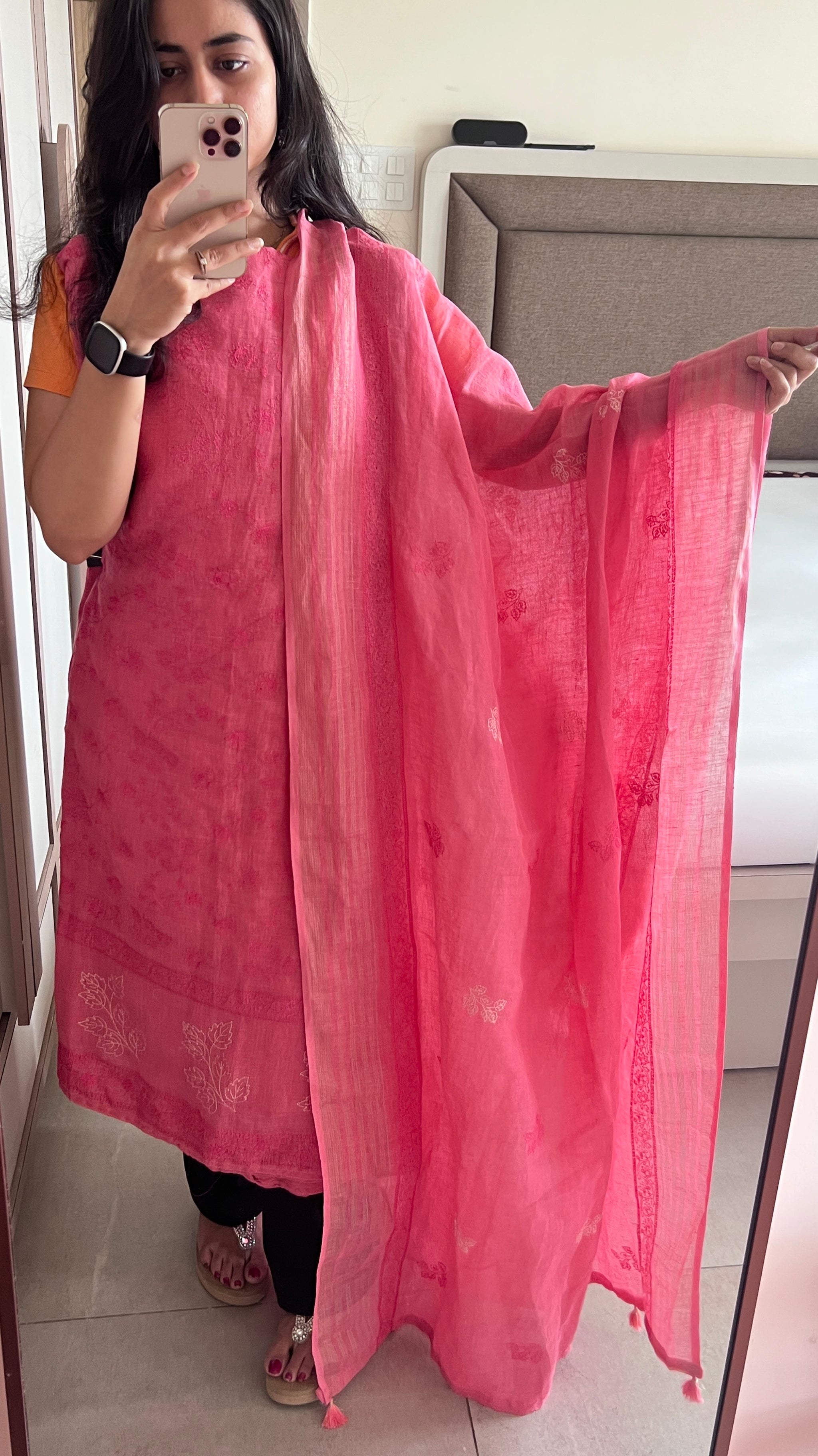 Pure Linen embroidered premium unstitched dress material