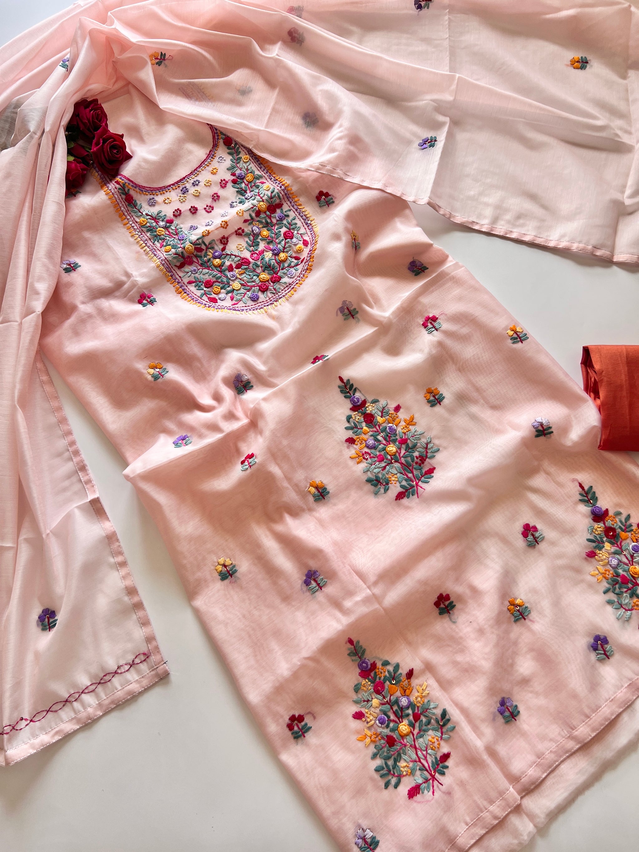 Knot embroidery Unstitched suit material