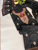Black knot embroidery Unstitched suit material