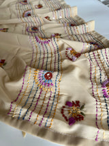 Beige Knot Embroidery Unstitched suit set 2 pc