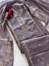 Mul Chanderi dress material unstitched Suit set