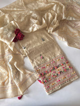 Khadi cotton knot embroidery Unstitched suit