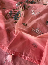 Pure linen Shikargah embroidered unstitched suit.